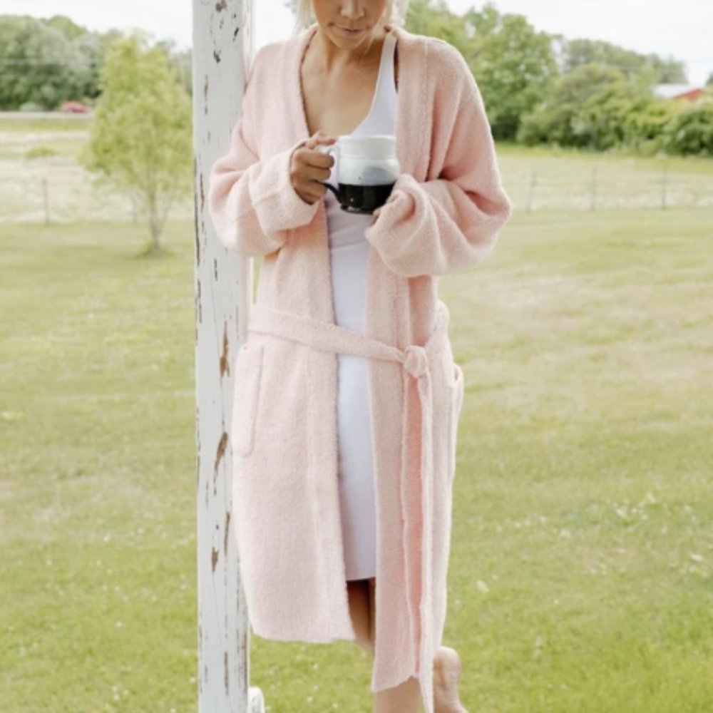 🆕 LUXE JACQUARD ROBE- BLUSH PINK